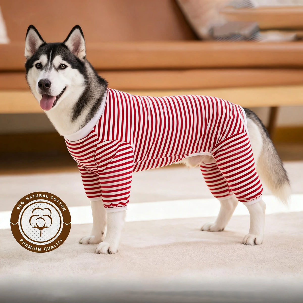 Dog Pajamas for Small Medium Large Dogs Pitbull, Cotton Stripe Onesie Dog Suit Bodysuit Pjs Puppy Jumpsuit Pet Christmas Clothes
